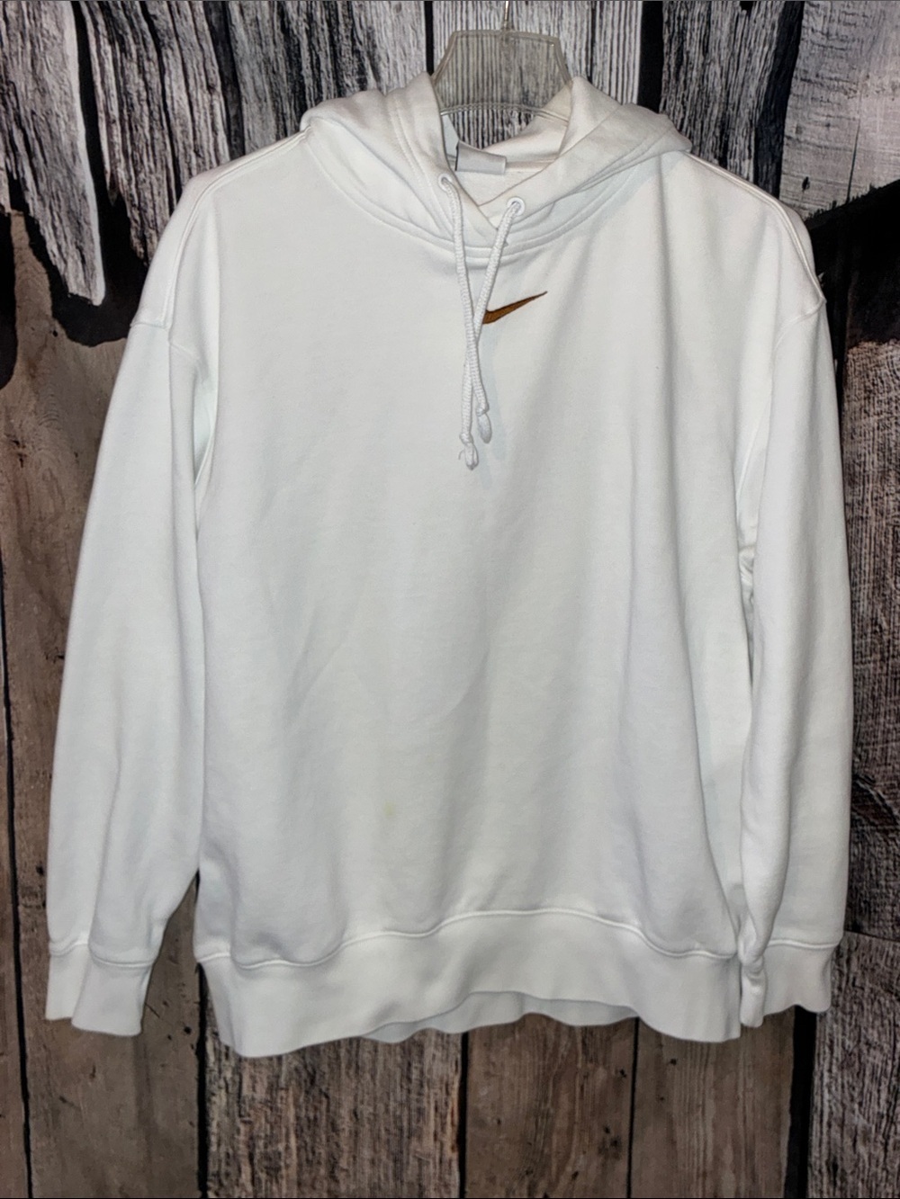 Nike Hoodie, White w/Brown Swoosh, Size S, Unisex